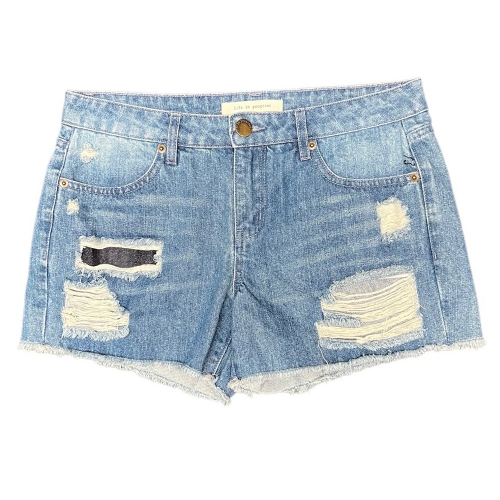 Life in Progress Women’s Denim Blue Jean Distressed Shorts / NWT / Item# 1-21054